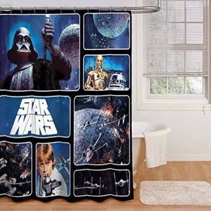 Star Wars shower curtain, towel set, soap dispenser, toothbrush holder, & more
